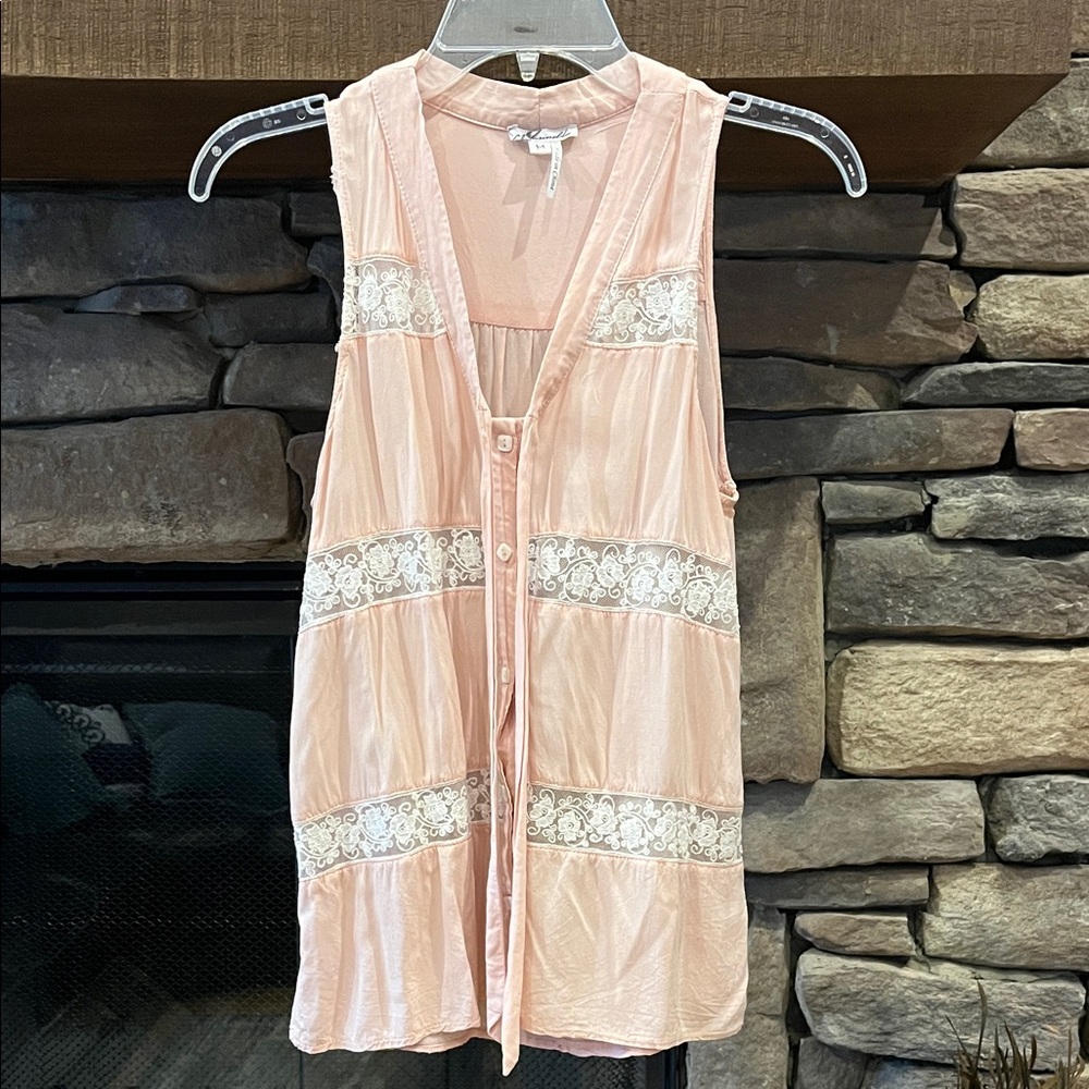 Marineblu Soft PinkyPeach Sleevelss V-Neck Top, Size Juniors Med